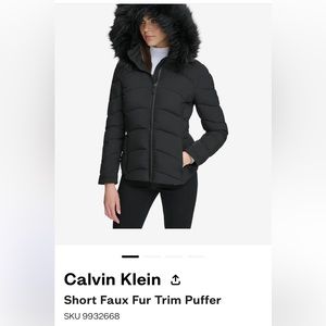 Calvin Klein Short Faux Fur trim puffer coat